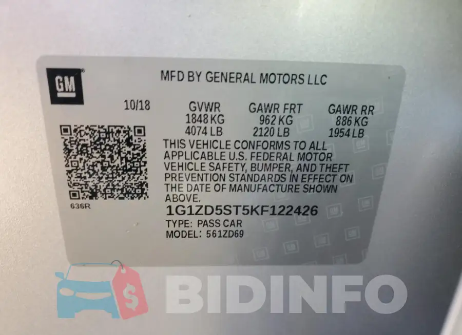 1G1ZD5ST5KF122426 Photo# 12
