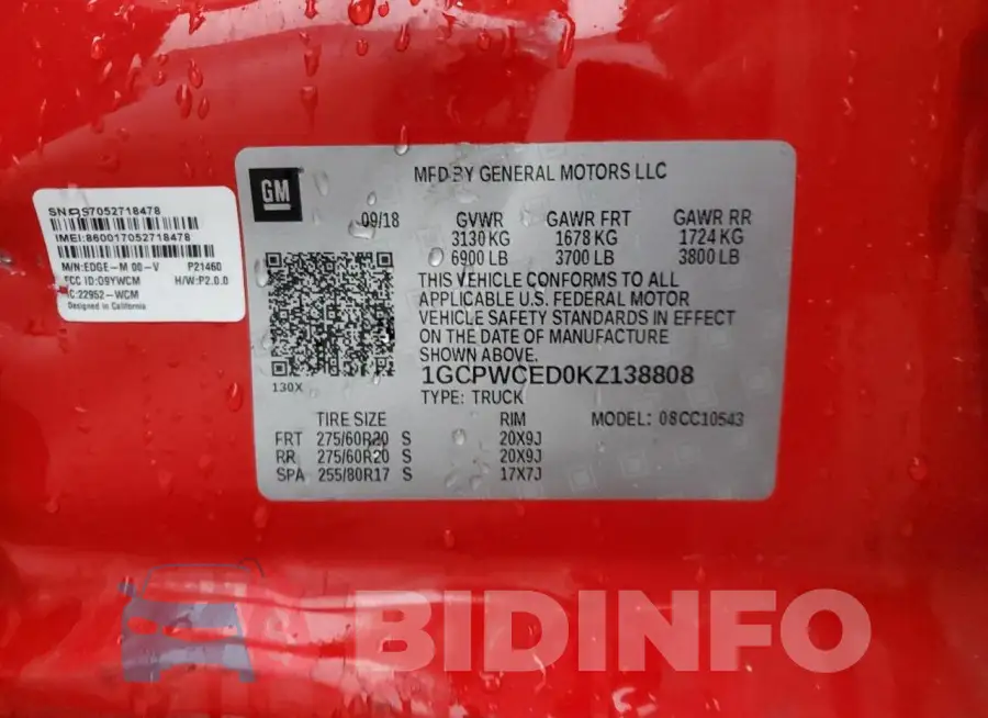 1GCPWCED0KZ138808 Photo# 12
