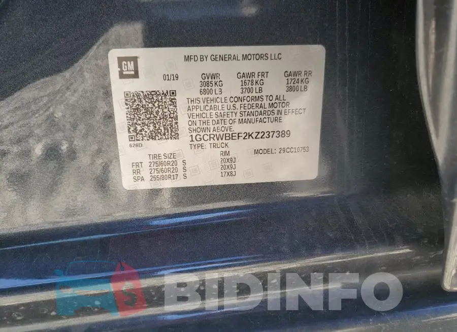 1GCRWBEF2KZ237389 Photo# 12