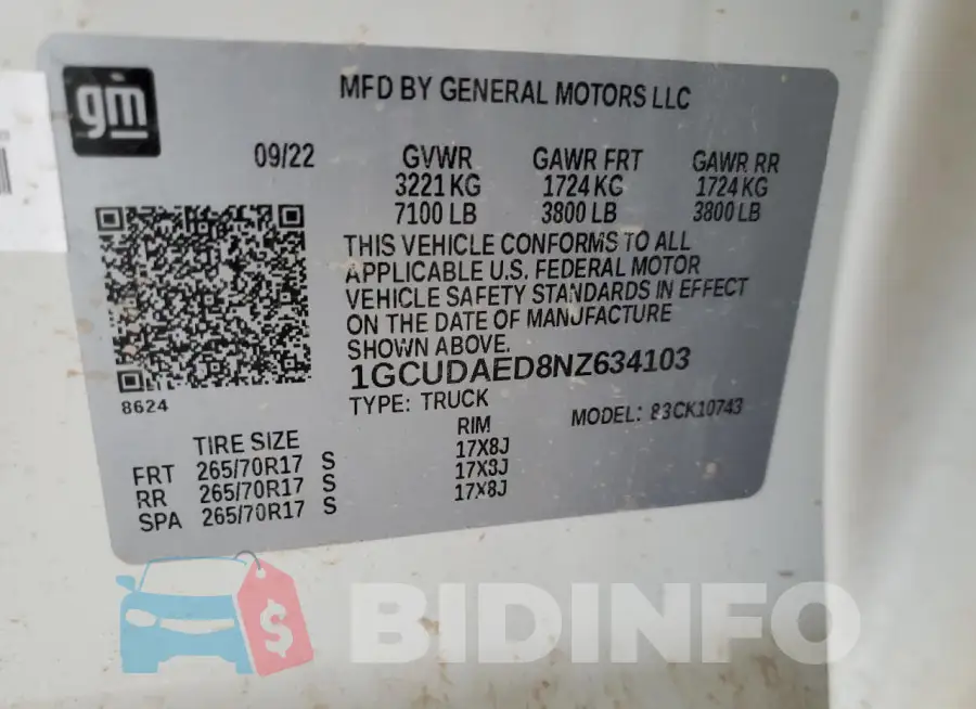 1GCUDAED8NZ634103 Photo# 12
