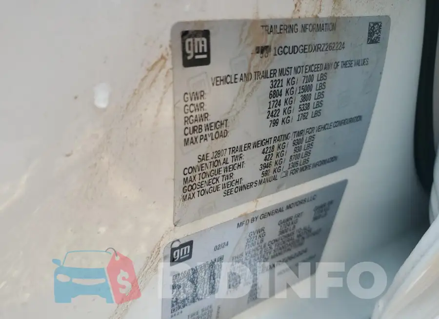 1GCUDGEDXRZ262224 Photo# 12
