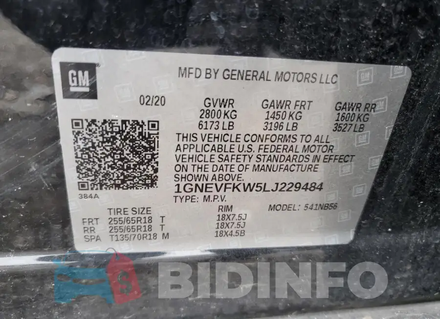 1GNEVFKW5LJ229484 Photo# 12