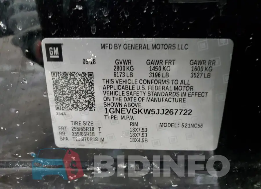 1GNEVGKW5JJ267722 Photo# 13