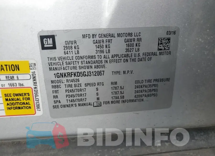 1GNKRFKD5GJ312067 Photo# 13