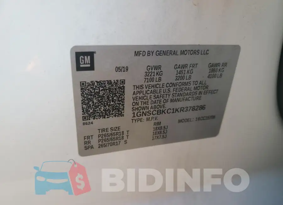 1GNSCBKC1KR378286 Photo# 14
