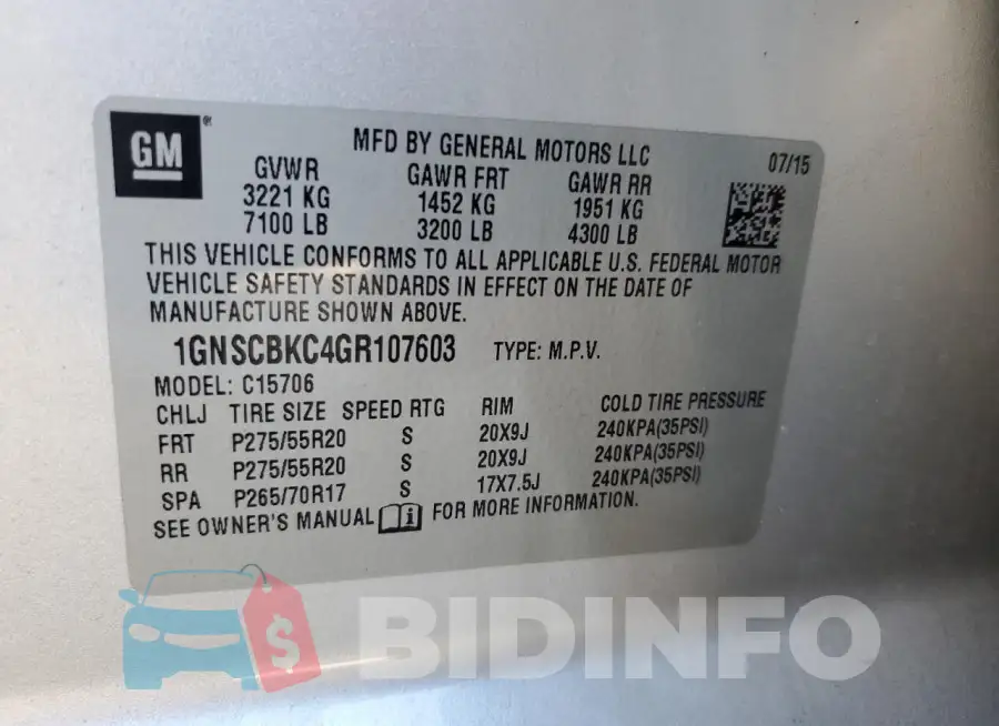 1GNSCBKC4GR107603 Photo# 13