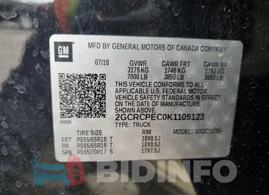 2GCRCPEC0K1105123 Photo# 13