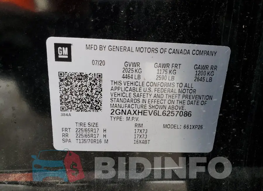 2GNAXHEV6L6257086 Photo# 13