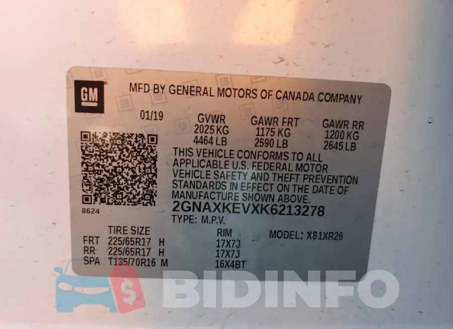 2GNAXKEVXK6213278 Photo# 12