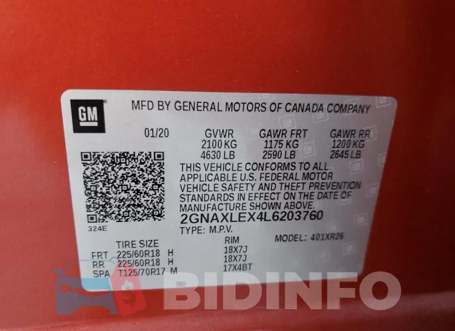 2GNAXLEX4L6203760 Photo# 14
