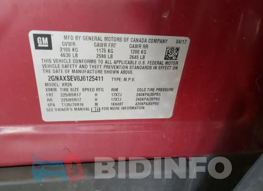 2GNAXSEV8J6125411 Photo# 14