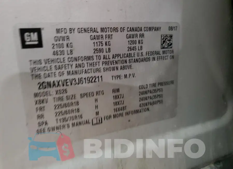 2GNAXVEV3J6192211 Photo# 13