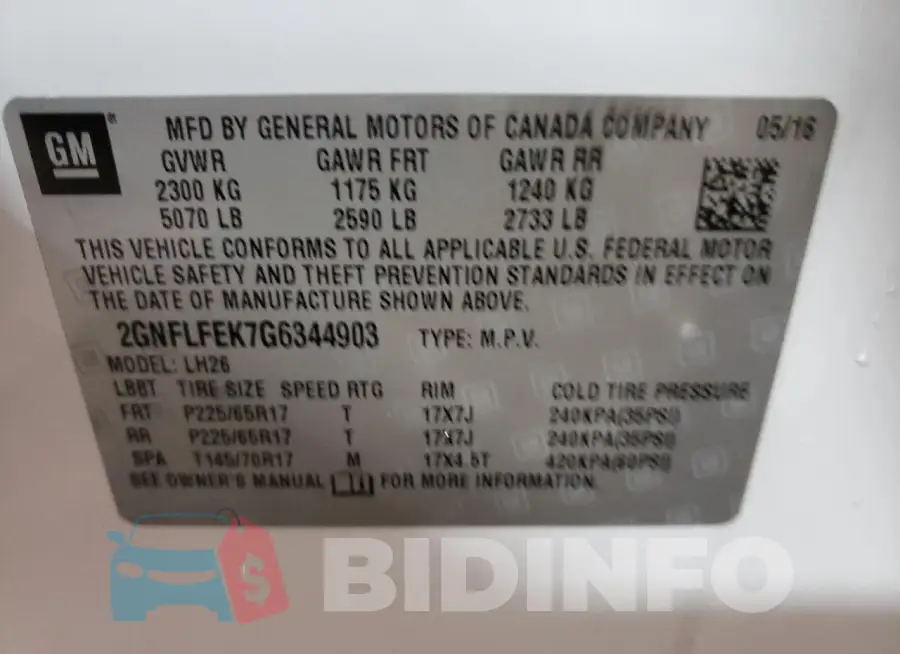 2GNFLFEK7G6344903 Photo# 14