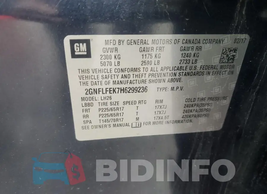 2GNFLFEK7H6299236 Photo# 12