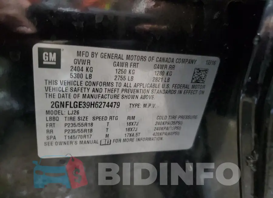 2GNFLGE39H6274479 Photo# 13
