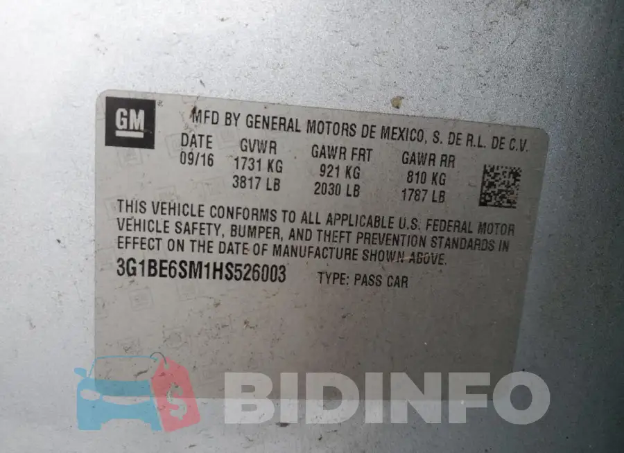 3G1BE6SM1HS526003 Photo# 12
