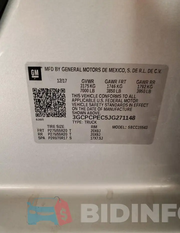 3GCPCPEC5JG271148 Photo# 12