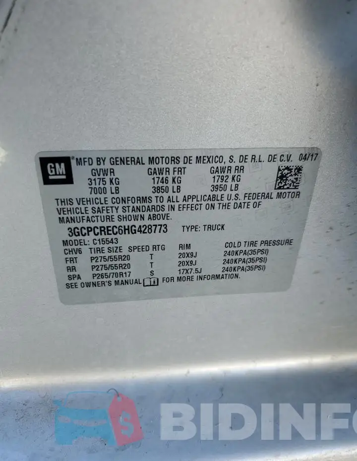 3GCPCREC6HG428773 Photo# 12