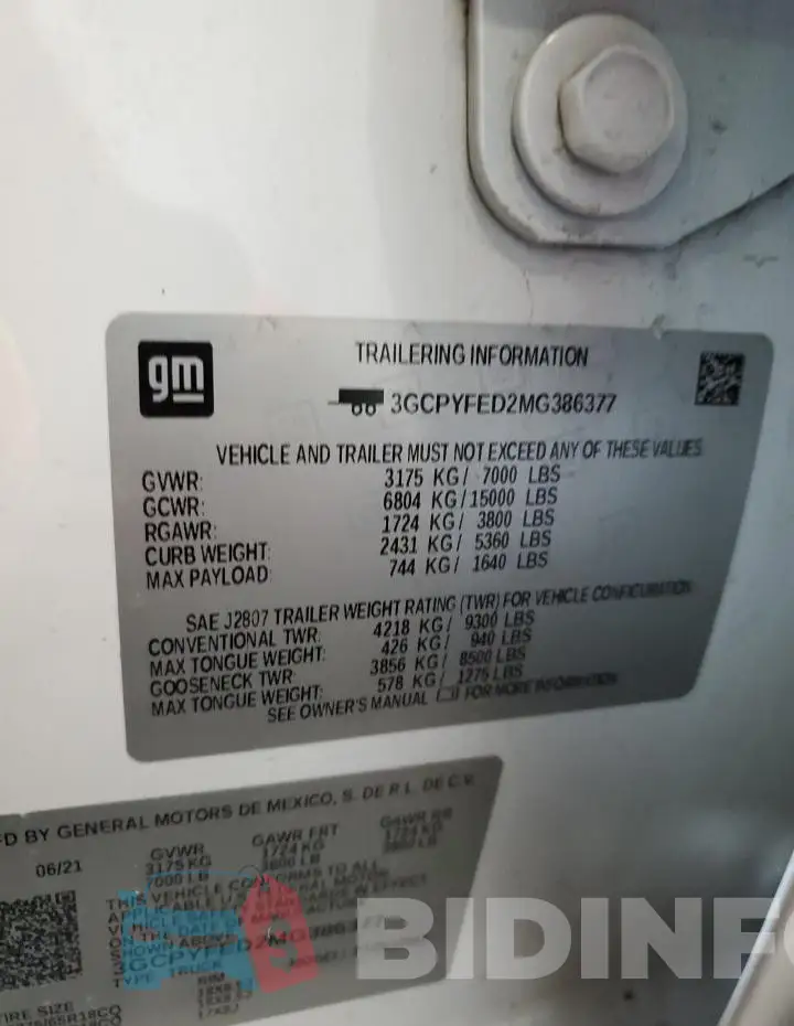 3GCPYFED2MG386377 Photo# 13