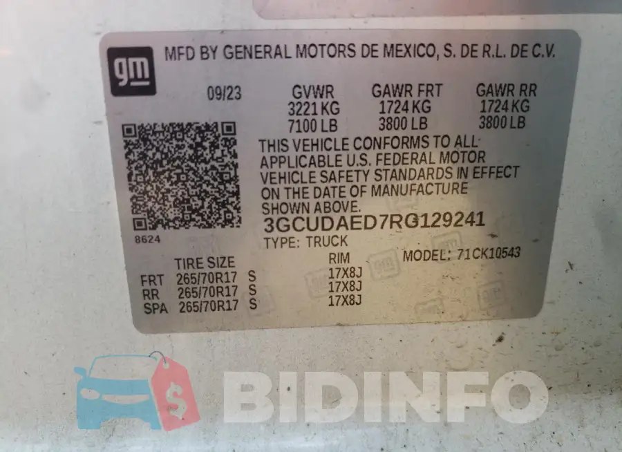 3GCUDAED7RG129241 Photo# 13