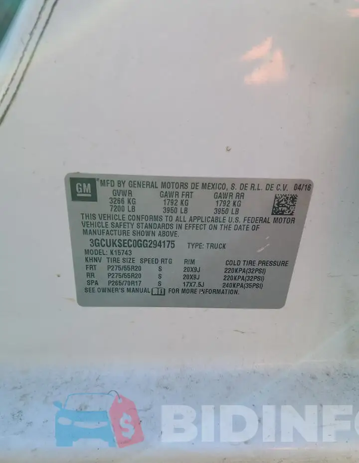 3GCUKSEC0GG294175 Photo# 12
