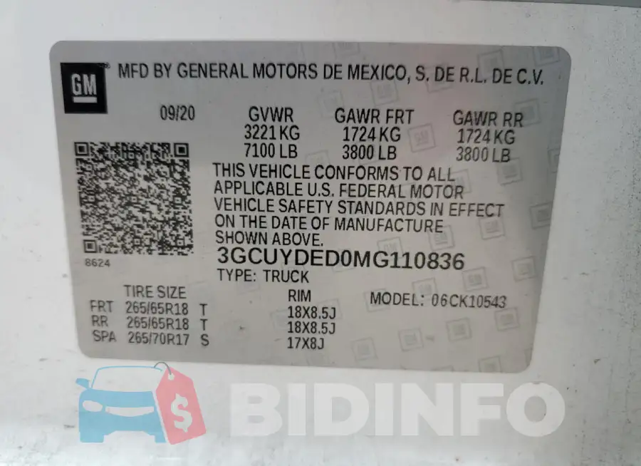 3GCUYDED0MG110836 Photo# 12