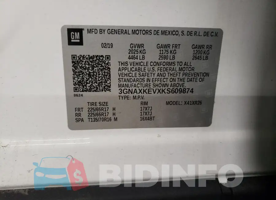 3GNAXKEVXKS609874 Photo# 12