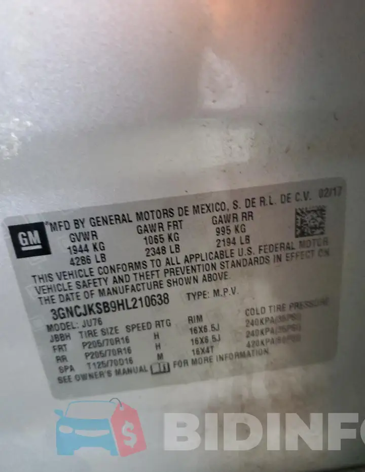 3GNCJKSB9HL210638 Photo# 13