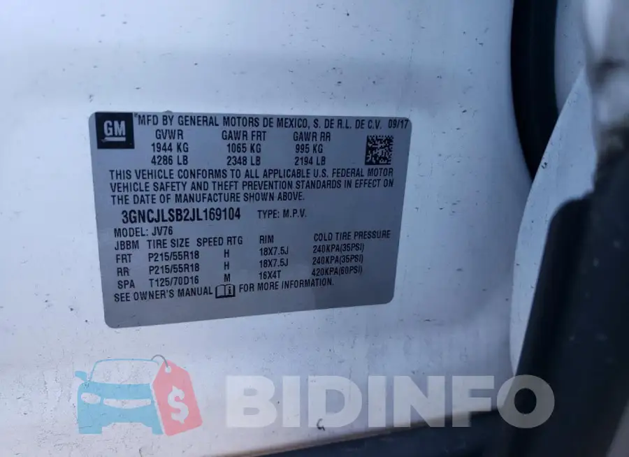 3GNCJLSB2JL169104 Photo# 13