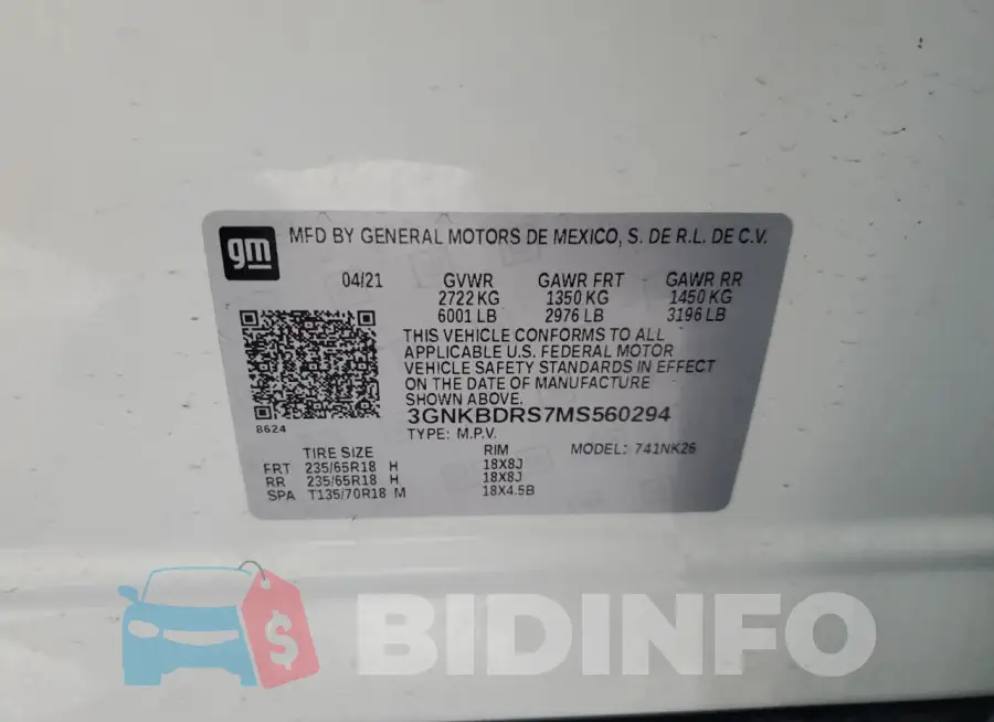 3GNKBDRS7MS560294 Photo# 14