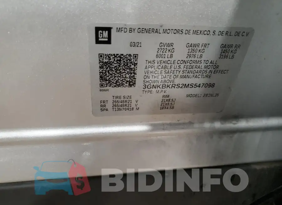 3GNKBKRS2MS547098 Photo# 14