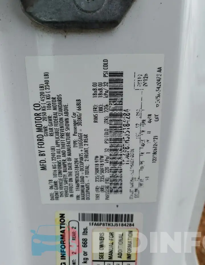1FA6P8TH3J5184284 Photo# 13