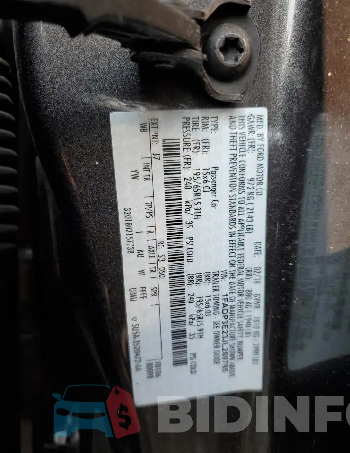 1FADP3E23JL269785 Photo# 12