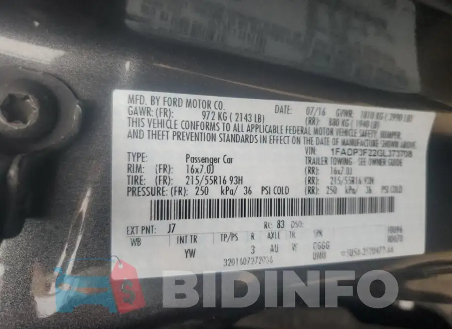 1FADP3F22GL373708 Photo# 12