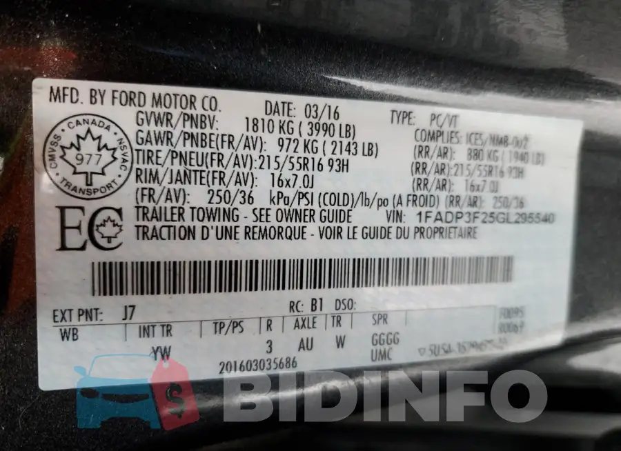 1FADP3F25GL295540 Photo# 12