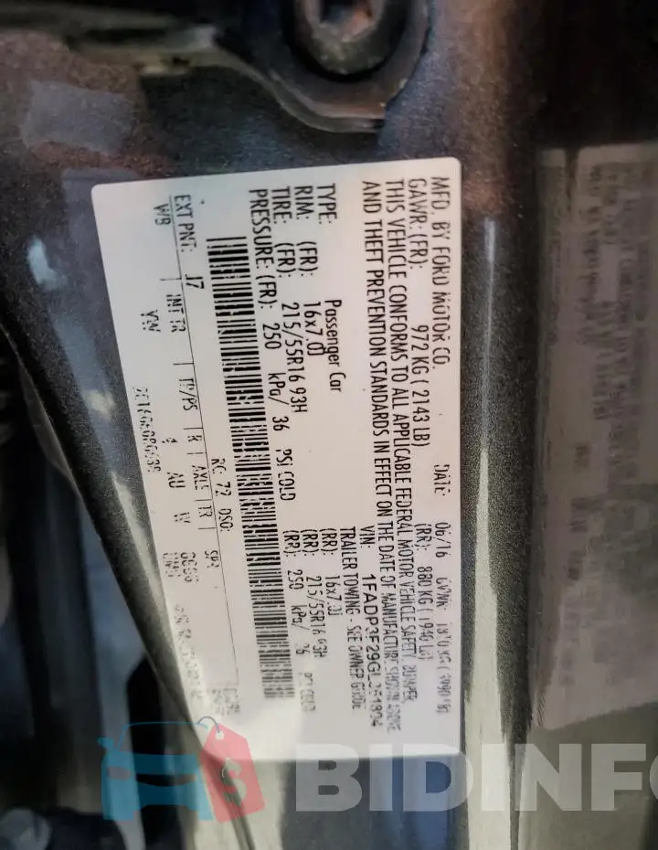 1FADP3F29GL351804 Photo# 13