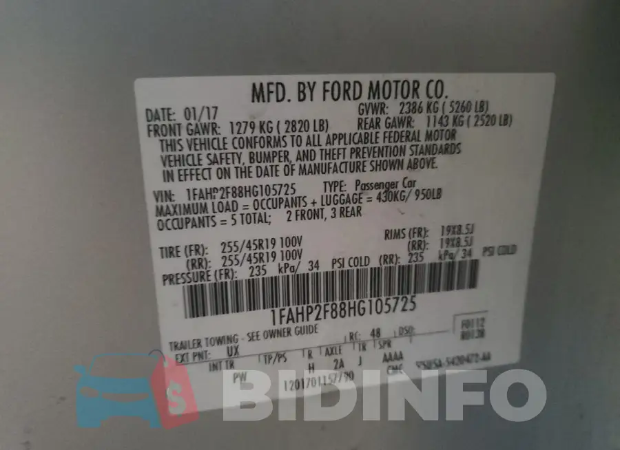 1FAHP2F88HG105725 Photo# 12