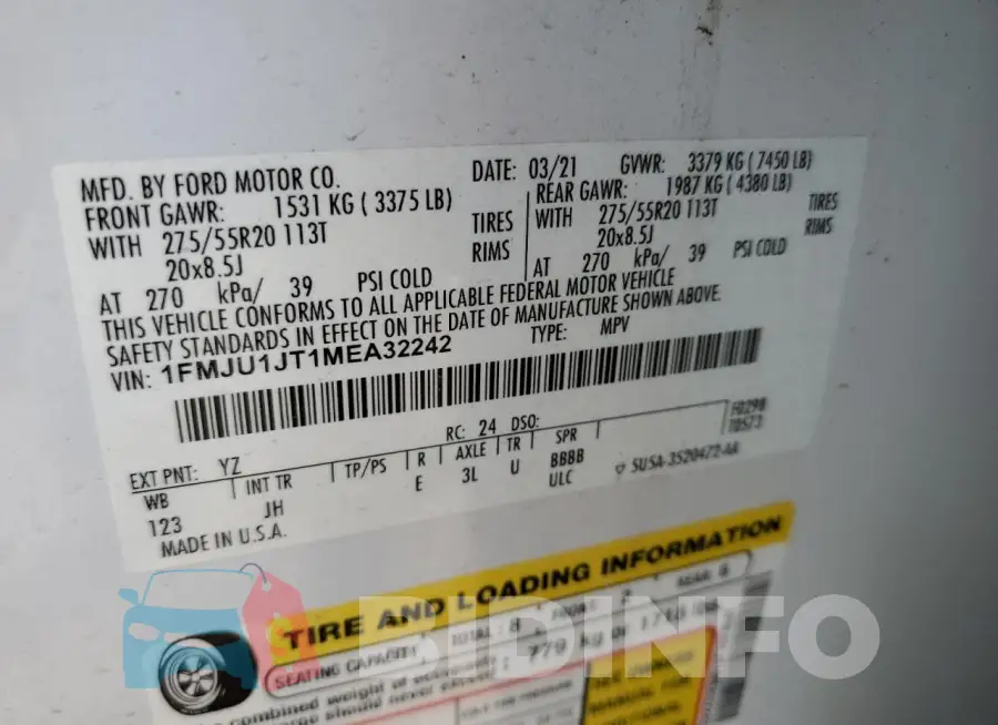 1FMJU1JT1MEA32242 Photo# 14