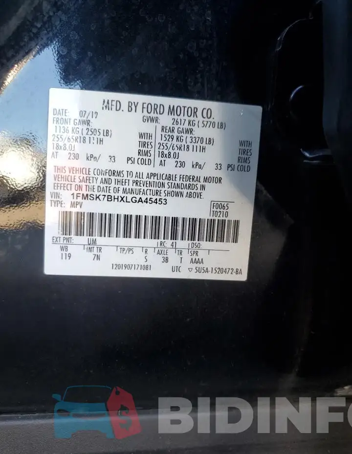 1FMSK7BHXLGA45453 Photo# 13