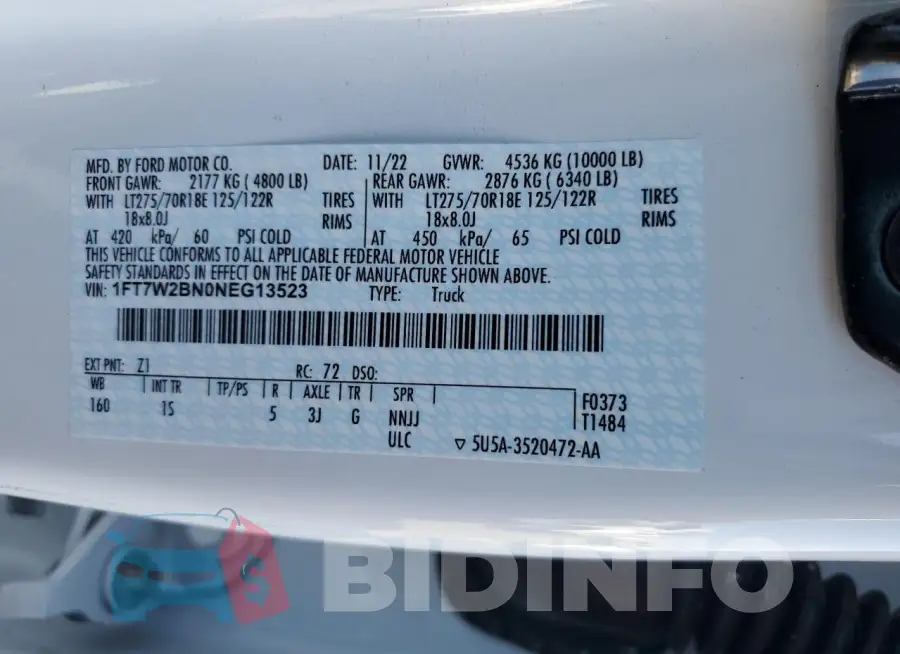 1FT7W2BN0NEG13523 Photo# 12