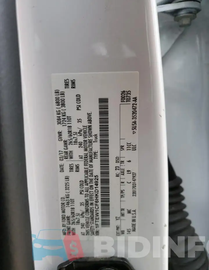 1FTEW1CF6HKD14925 Photo# 12