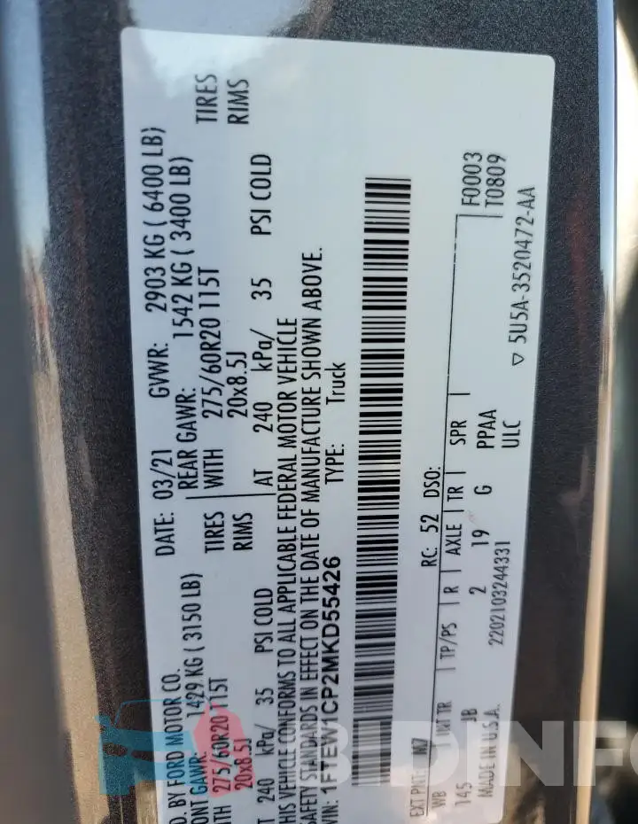 1FTEW1CP2MKD55426 Photo# 13