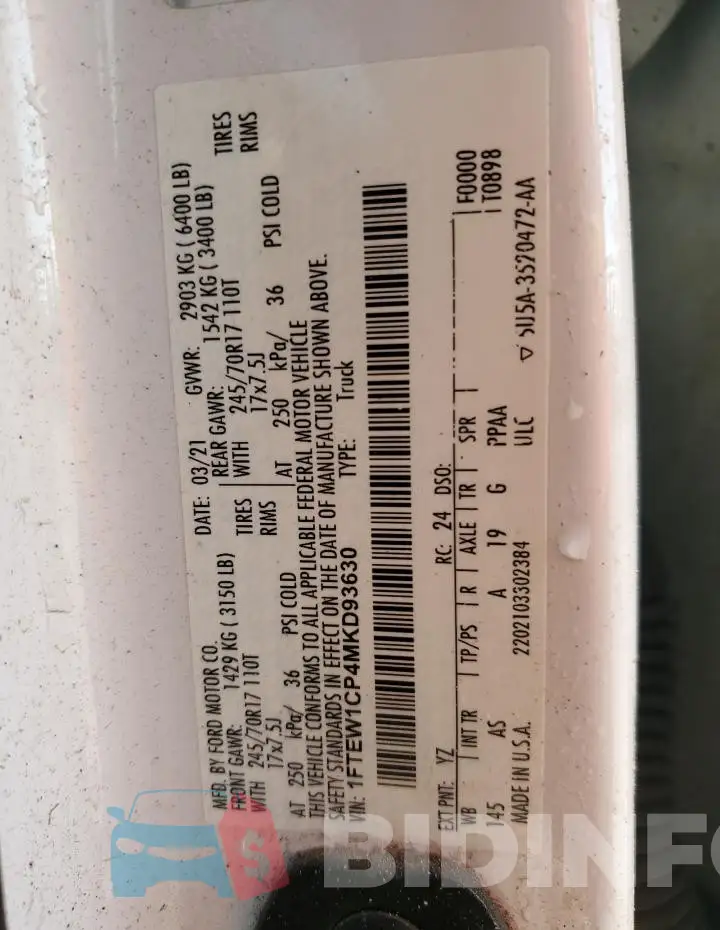 1FTEW1CP4MKD93630 Photo# 12