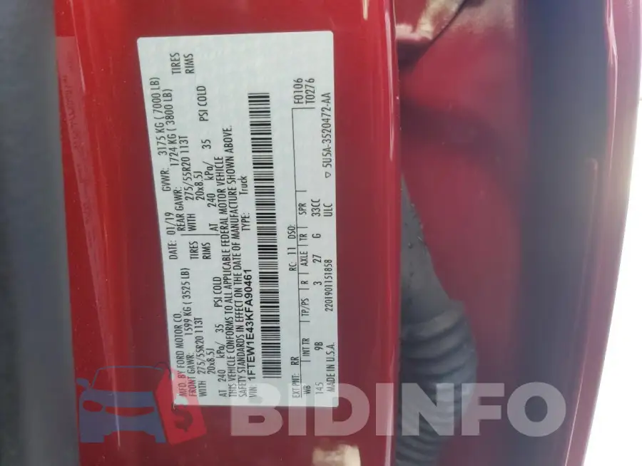 1FTEW1E43KFA90461 Photo# 12