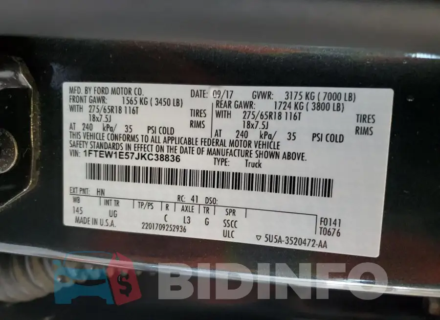 1FTEW1E57JKC38836 Photo# 13