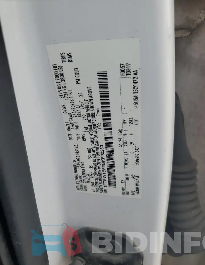 1FTEW1EF3GKF02233 Photo# 12