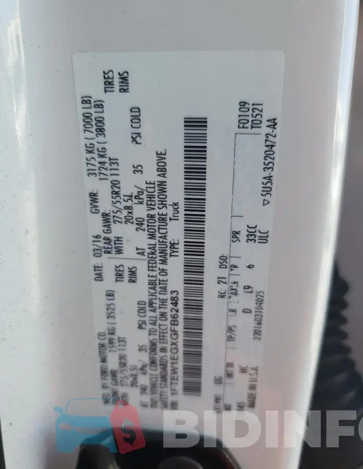 1FTEW1EGXGFB62483 Photo# 12