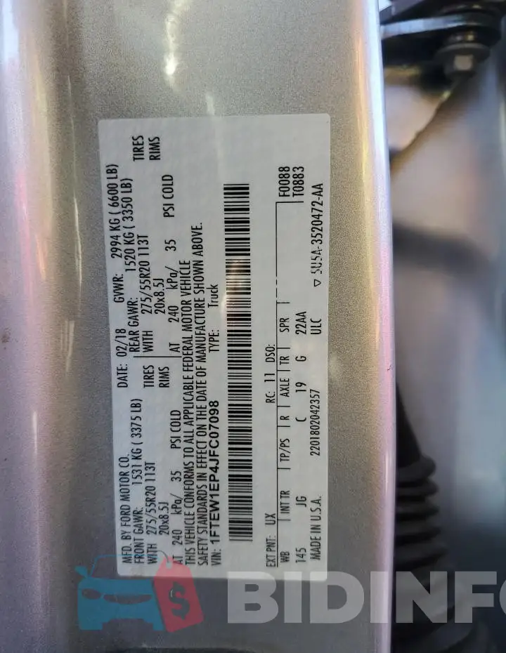 1FTEW1EP4JFC07098 Photo# 13