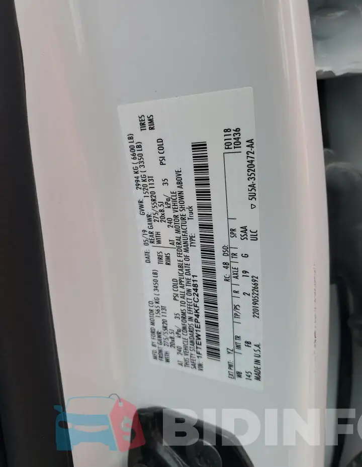 1FTEW1EP4KFC24811 Photo# 12