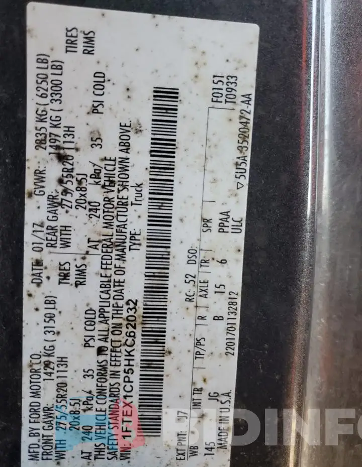 1FTEX1CP5HKC62032 Photo# 12